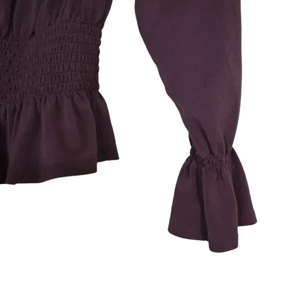 Express One Eleven Women's XS Dark Purple Peasant Top - Picture 6 of 9